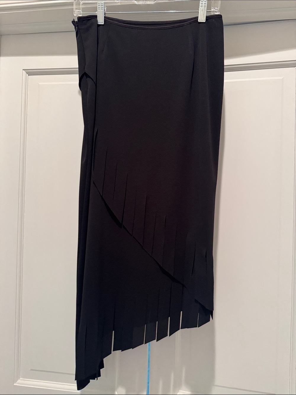 Cachet Black Asymmetrical Wide Fringe Midi Skirt - Picture 5 of 9